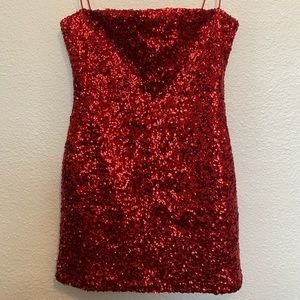 Red Sequin Mini Dress